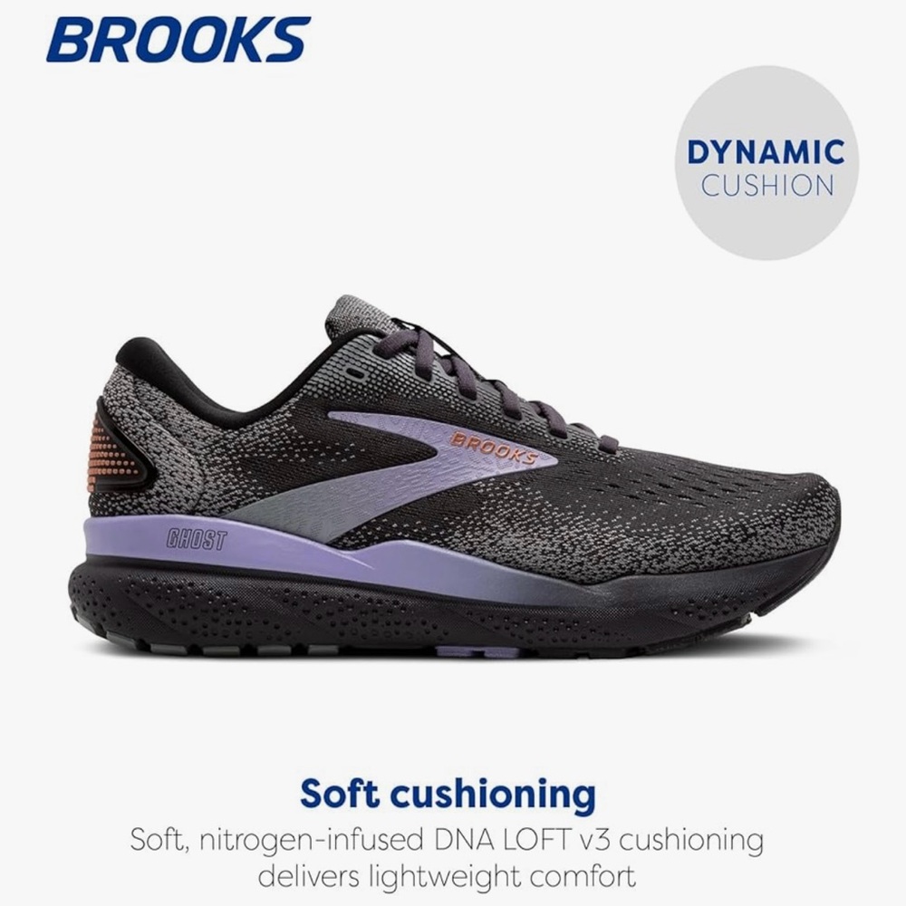 Brooks Ghost Black and Purple Sneakers